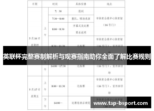 英联杯完整赛制解析与观赛指南助你全面了解比赛规则